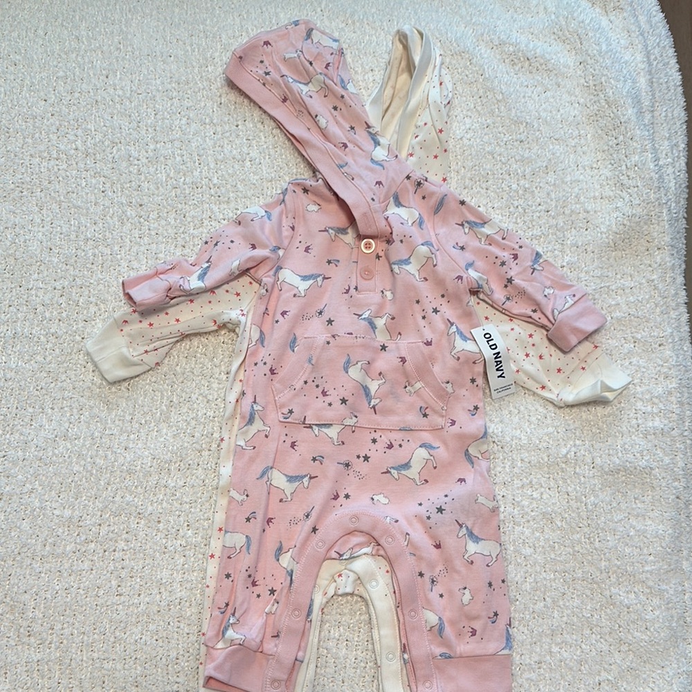 Old Navy Pink Footies One Piece with Hood